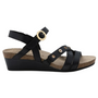 Naot Sparkle Jet Black Leather Wedge Sandal (Women's)