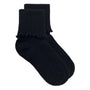 Jefferies Socks Seamless Ripple Edge Turn Cuff Crew Black Socks
