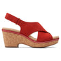 Clarks Giselle Cove Red Suede Wedge Sandals (Women's)
