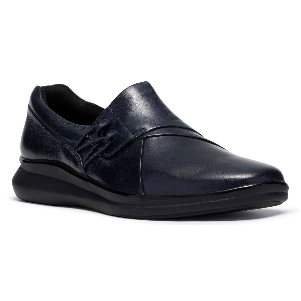 Clarks Lynell Slip Navy Leather Shoe (Women's)