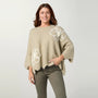 Coco+Carmen Taline Relaxed Fit Olive Heather/Cream Sweater w/ Flower (Women's)