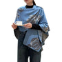 Winding River Light Blue/Gray Lotus Reversible Short Loop Wrap (Women's)