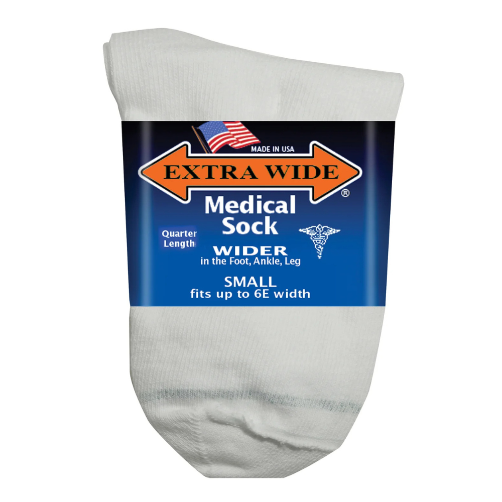 Extra Wide Medical Quarter White Socks Small | Mar-Lou Shoes