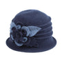 Jeanne Simmons Accessories Pleated Boiled Wool Navy Cloche Hat (Women's)