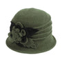 Jeanne Simmons Accessories Pleated Boiled Wool Olive Cloche Hat (Women's)
