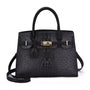 Mellow World Virginia Ostrich Embossed Black Satchel Bag (Women's)