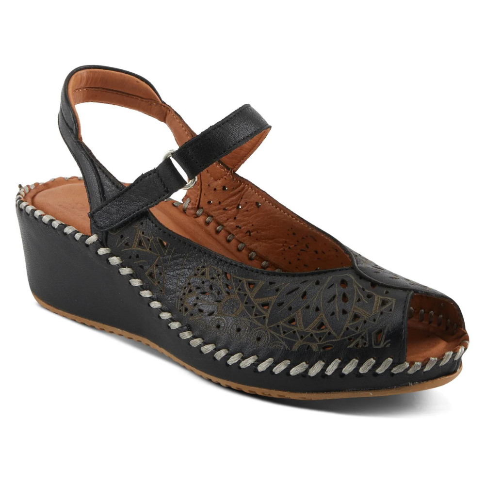 Spring Step Santonio Black Leather Sandal (Women's) | Mar-Lou Shoes