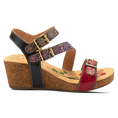 L'Artiste by Spring Step Tanja Red Multi Leather Sandal | Mar-Lou Shoes