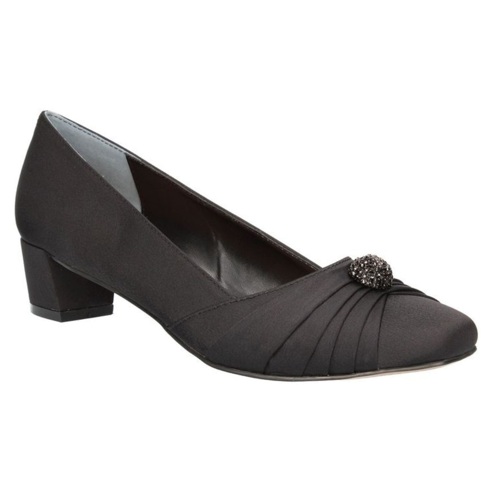womens black satin dress shoes J. Renee Lariel Black Satin Dress Pump (Women's)