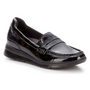 Ros Hommerson Dannon Black Crinkle Patent Loafer (Women's)