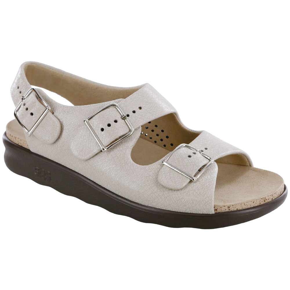 SAS Relaxed Sandal in Web Linen Leather at Mar-Lou Shoes