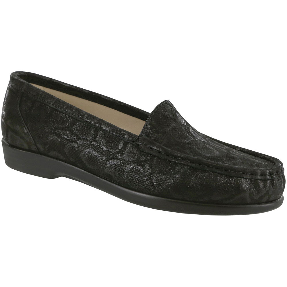SAS Simplify Loafer in Nero Snake Leather at Mar-Lou Shoes