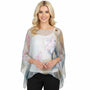 Magic Scarf Silky Six Lotus Blue/Pink Button Poncho