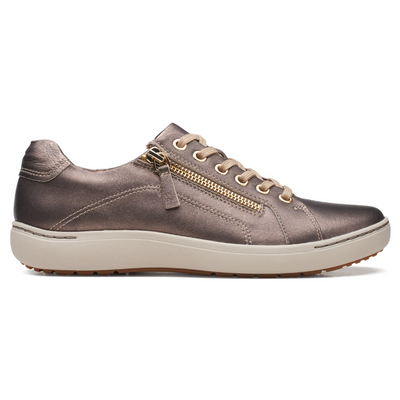 Clarks Nalle Lace Bronze Metallic Leather Sneaker (Women's) | Mar-Lou Shoes