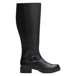 Clarks Hearth RaeWS Black Leather Knee High Boot (Women's) | Mar-Lou Shoes