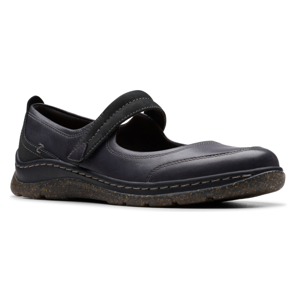 Clarks Orlene Jane Black Leather Mary Jane – Comfort Flat Shoe 7 UK