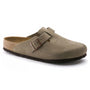 Birkenstock Boston Taupe Suede Soft Footbed Clog (Unisex)