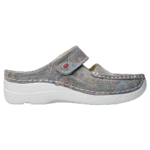 Wolky Roll Slipper Taupe Flower (Women's) | Mar-Lou Shoes