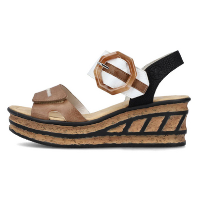 Rieker Rose 76 Linen/White Leather Sandal (Women's) | Mar-Lou Shoes