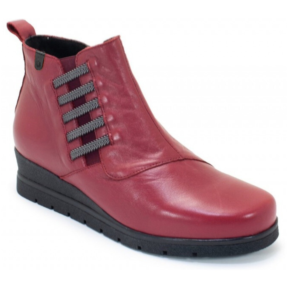 womens wedge dress boots Valeria's Megan Burgundy Leather Wedge Bootie (Women's)
