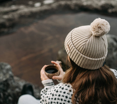 Woman wearing winter hat