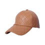 Nima Accessories Leather Diamond Patterned Brown Baseball Cap (Women's)
