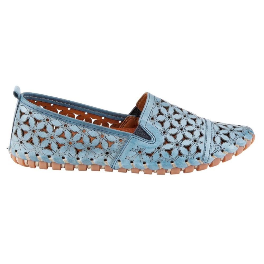 Spring Step Blue Shoes Spring Step Flowerflow Blue Leather Slip-On Shoe (Women's) | Mar-Lou ...
