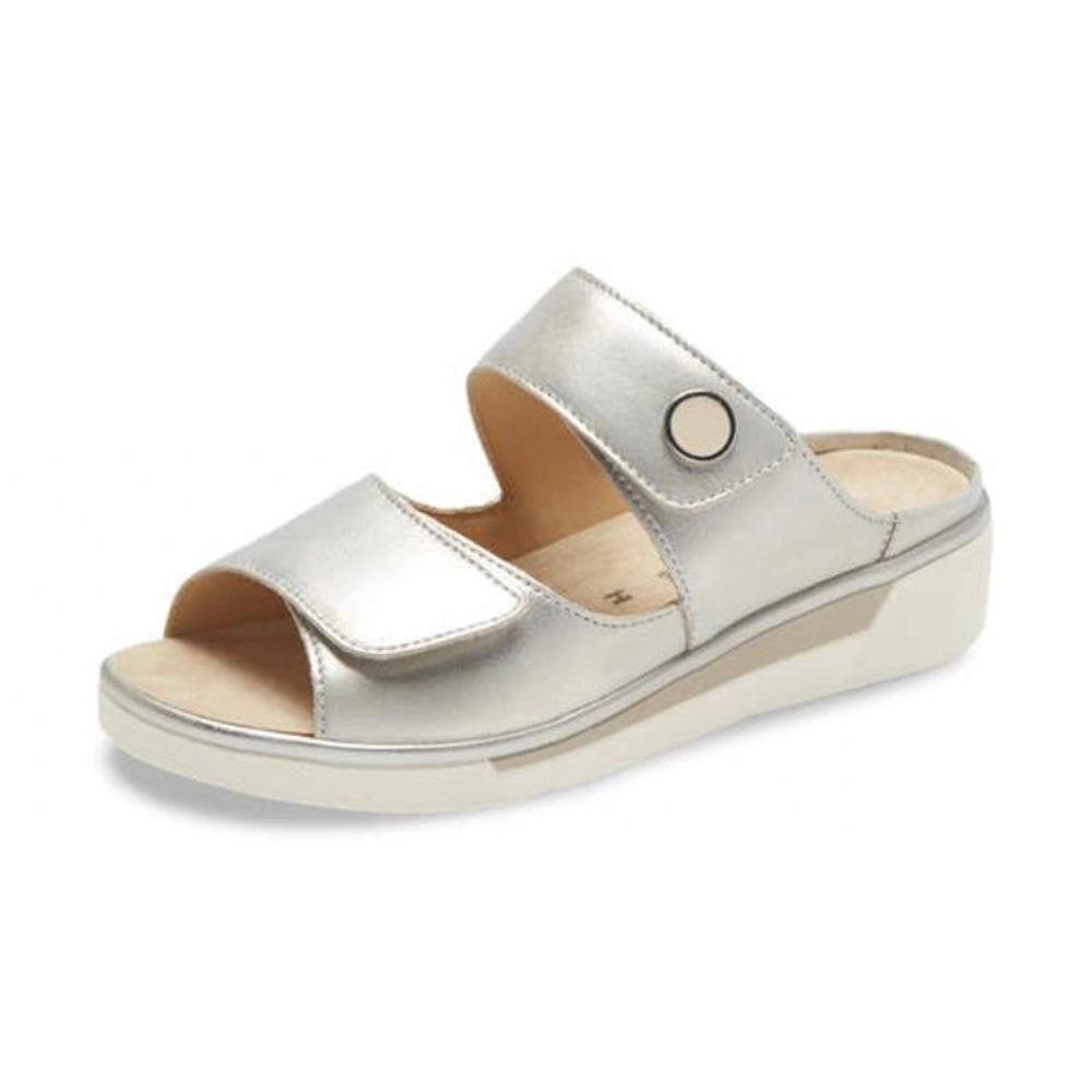 Ara Carmen White Gold Leather Sandal (Women's) | Mar-Lou Shoes