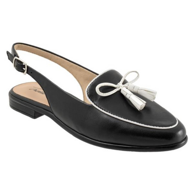Trotters Lillie Black/White Leather Mule (Women's) | Mar-Lou Shoes