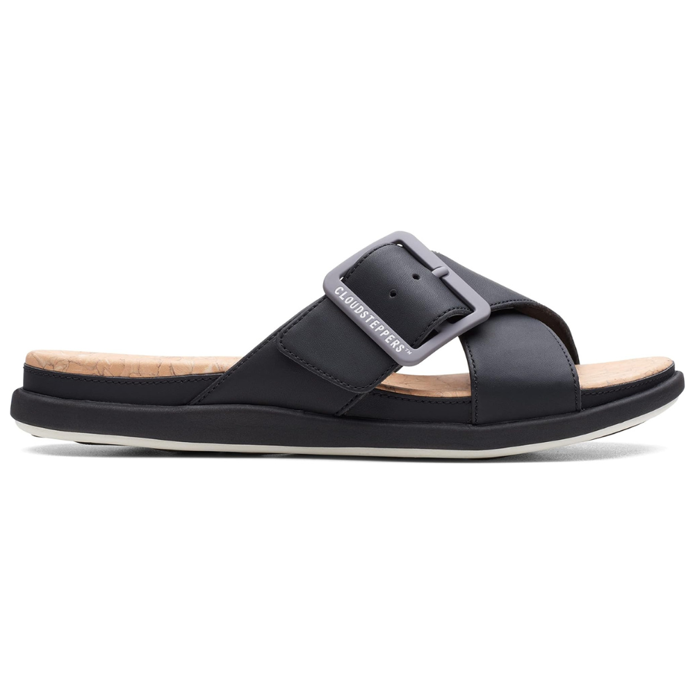 Clarks Step June Shell Black Sandal (Women's) Mar-Lou Shoes