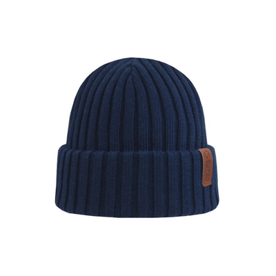 Superyellow Beam Dark Blue Merino Wool Beanie (Unisex) | Mar-Lou Shoes