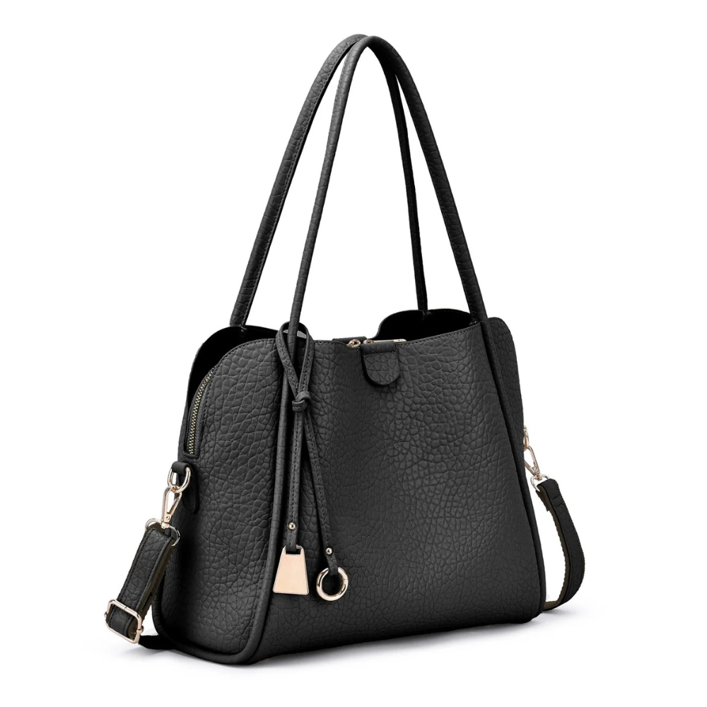 Mellow World Sandi 3 Compartment Black Satchel (Women's) | Mar-Lou ...