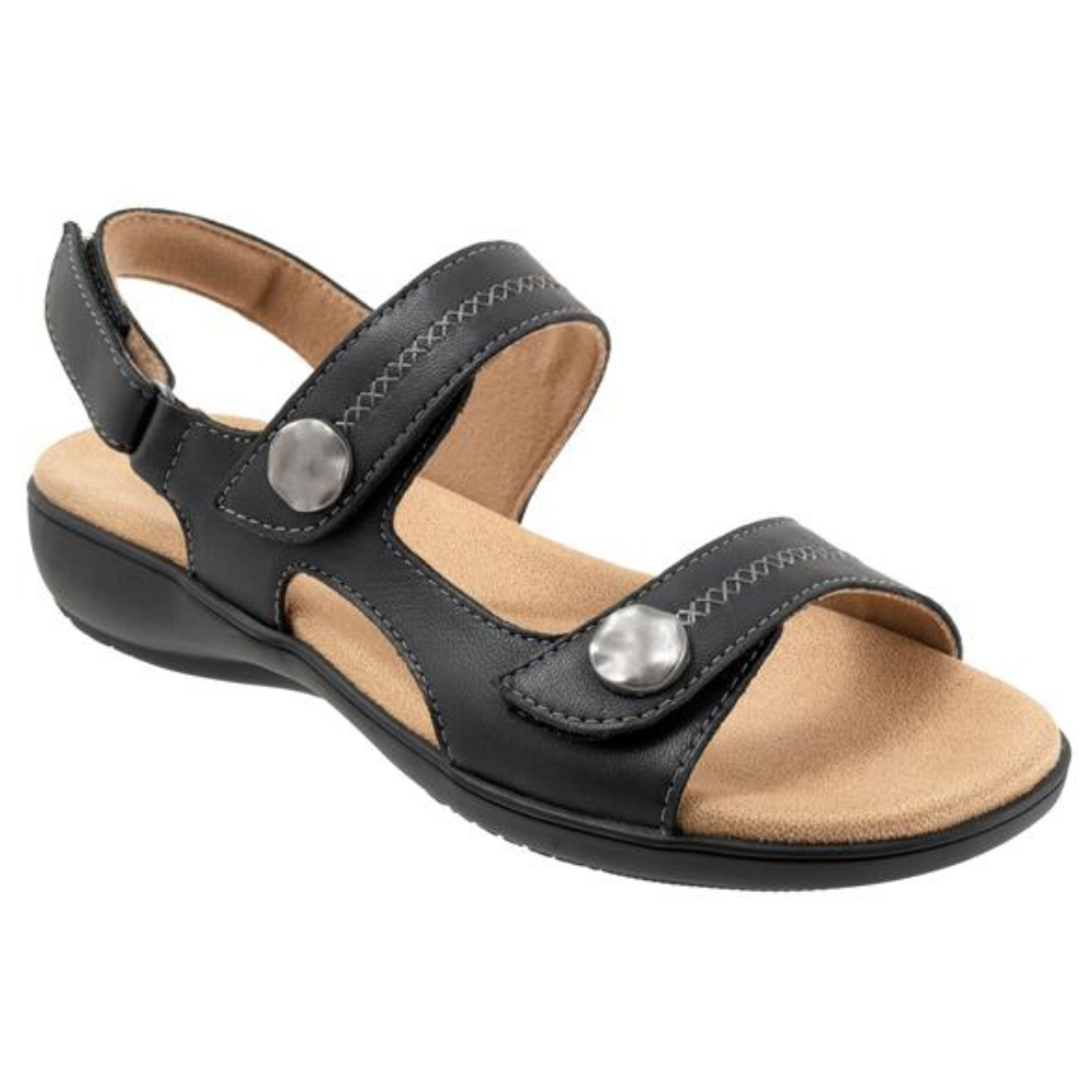 Trotters Romi Stitch Black Sandal (Women's) | Mar-Lou Shoes