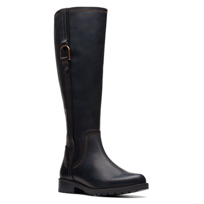 Clarks Aspra Hi Black Leather Knee-High Boot (Women's) | Mar-Lou Shoes