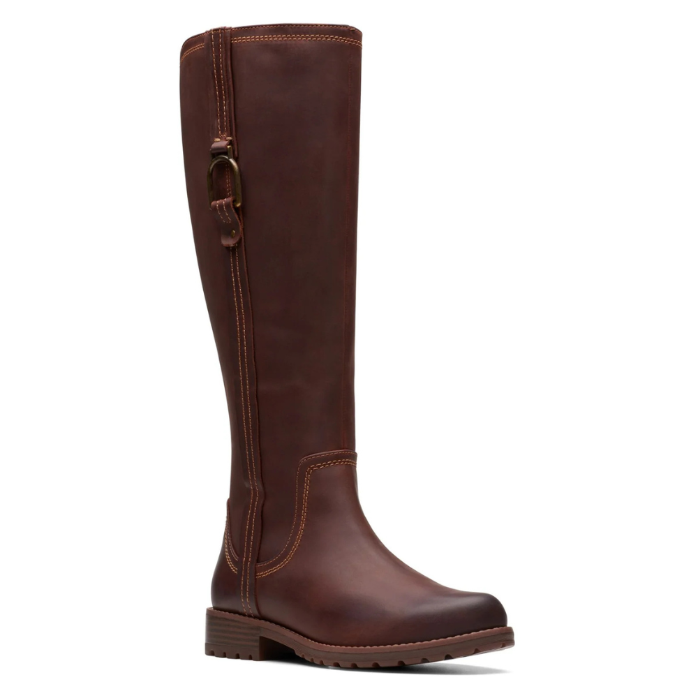 Clarks brown knee high boots sales