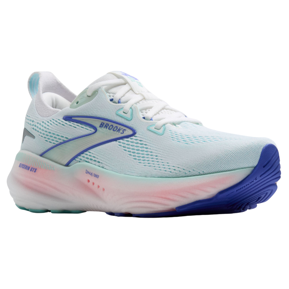 Brooks Glycerin GTS 22 White/Limpet Shell/Amparo Blue Running Shoe ...