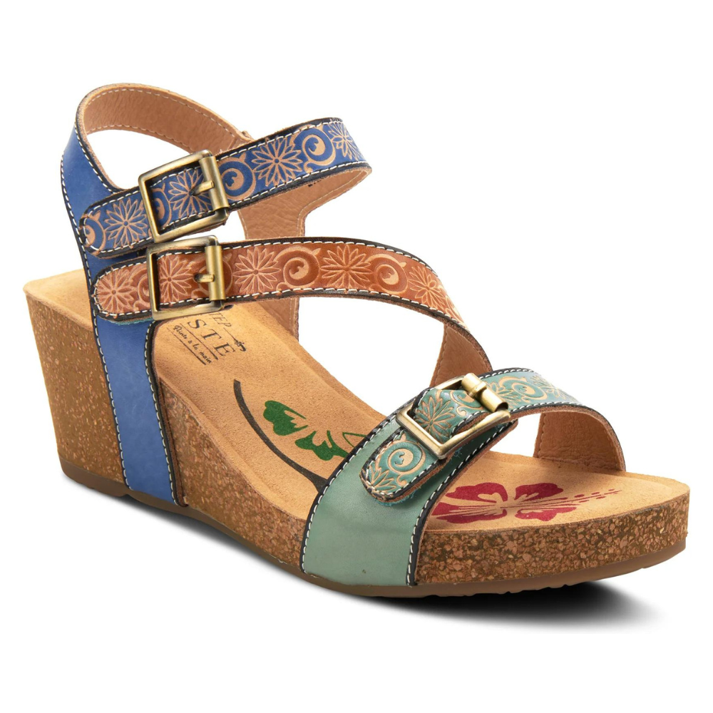 L'Artiste by Spring Step Tanja Green Multi Leaher Sandal (Women's) | Mar-Lou Shoes