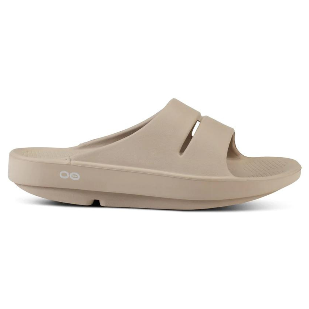 OOFOS OOahh Slide Nomad Taupe Sandal (Unisex) | Mar-Lou Shoes