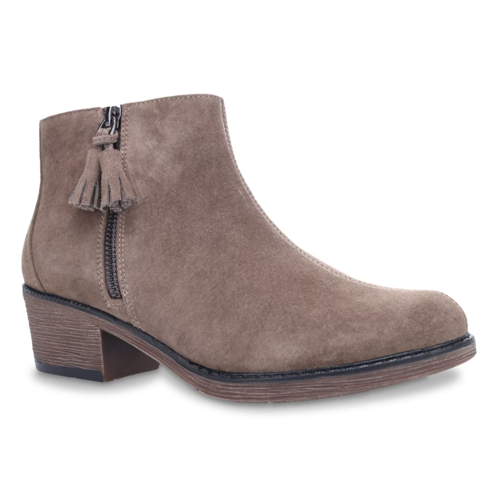 Propet Rebel Smoked Taupe Suede Bootie (Women's) | Mar-Lou Shoes