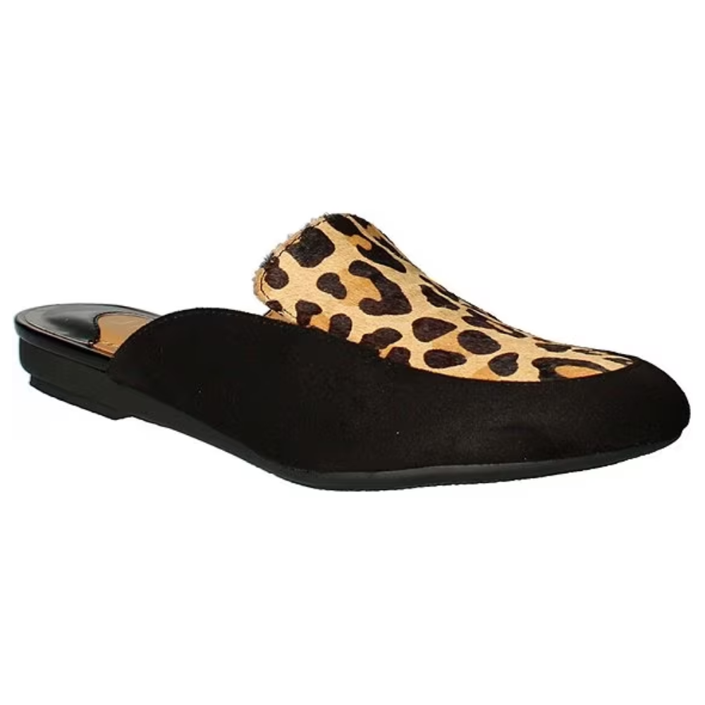 J. Renee Haziza Black Brown Leopard Mules Women s