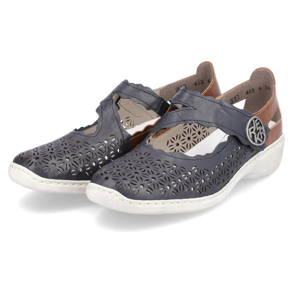 Rieker Doris G4 Blue Leather Shoe (Women's) | Mar-Lou Shoes