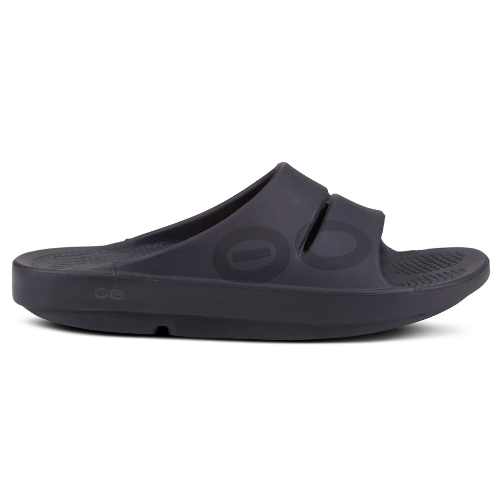 OOFOS OOahh Sport Flex Black Mat Sandal (Unisex) | Mar-Lou Shoes