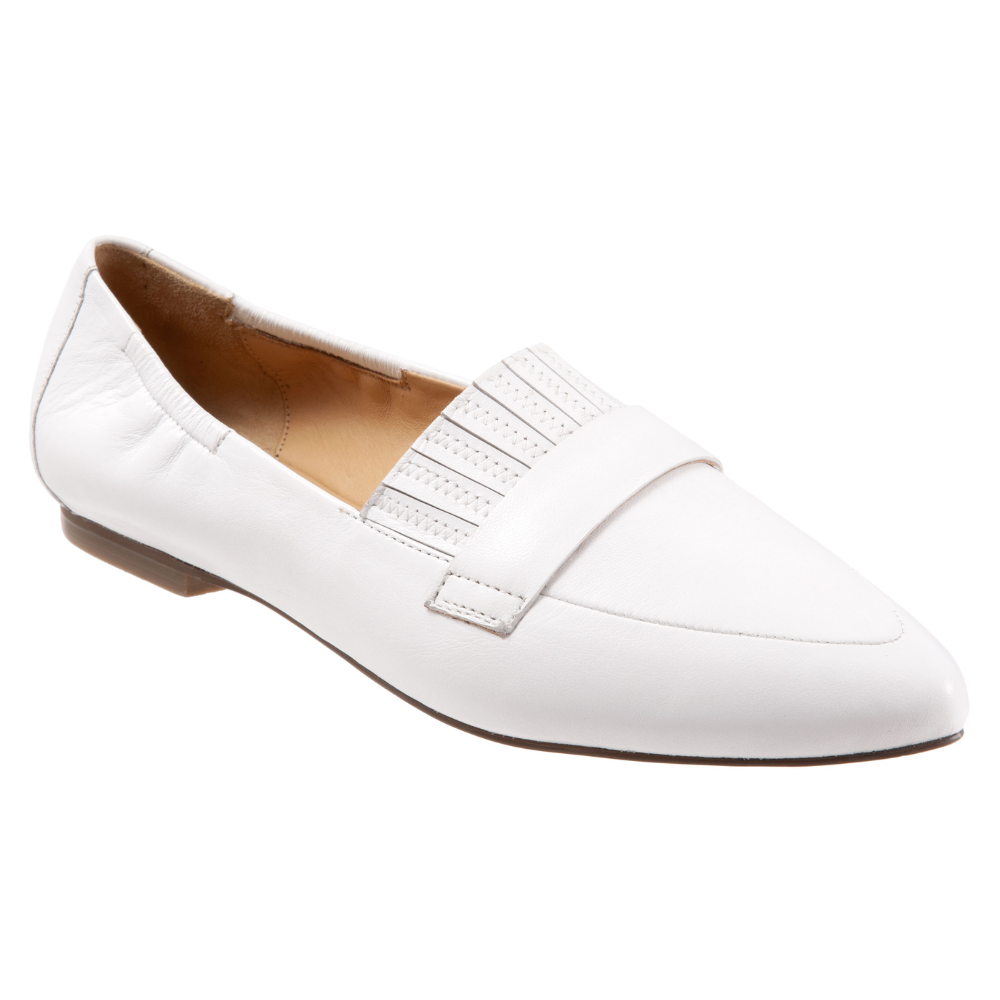 Trotters Emotion White Leather Slip-On (Women's) | Mar-Lou Shoes