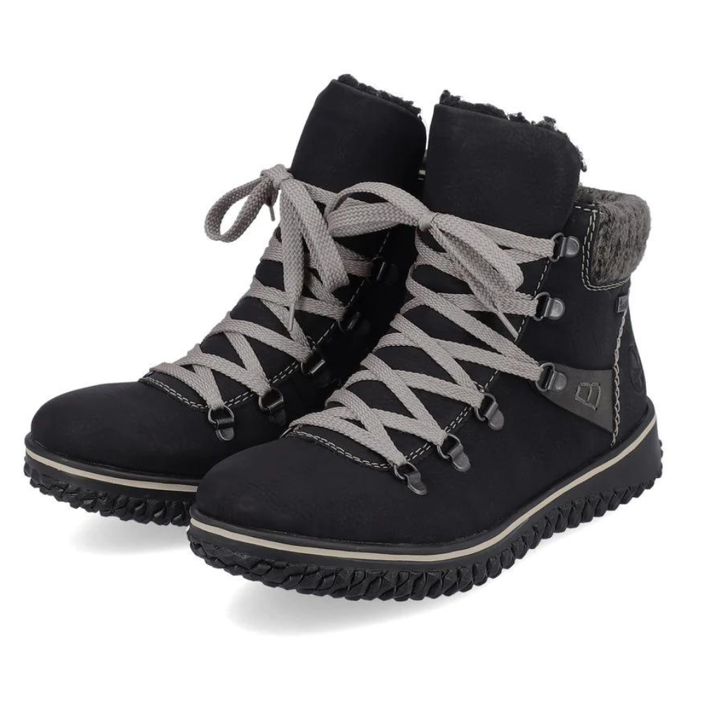 Rieker Z4238 Cordula Black Leather Hiking Boot (Women's) | Mar-Lou Shoes
