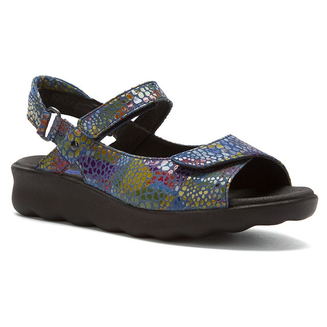 Wolky Pichu Sandal in Jeans Blue Mulit Color Fantasy at Mar-Lou Shoes