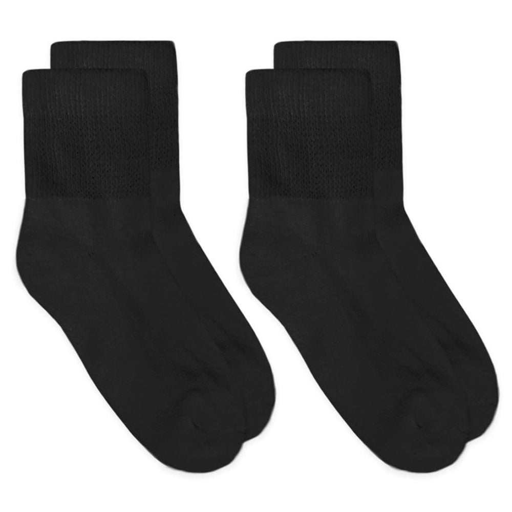 Jefferies Socks Non-Binding Quarter Socks 2 Pair Pack Medium Black