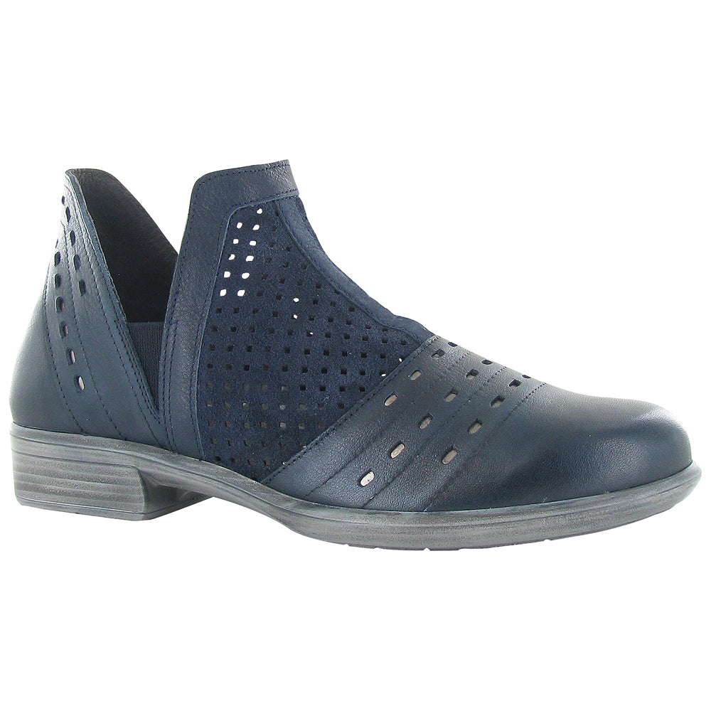 Naot Rivotra Bootie Perforated Navy Leather at Mar-Lou Shoes