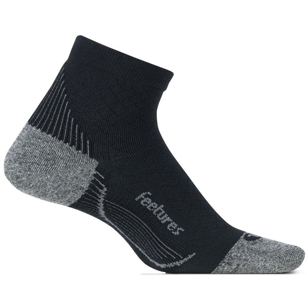 Feetures Plantar Fasciitis Relief Light Cusion Quarter Socks Black