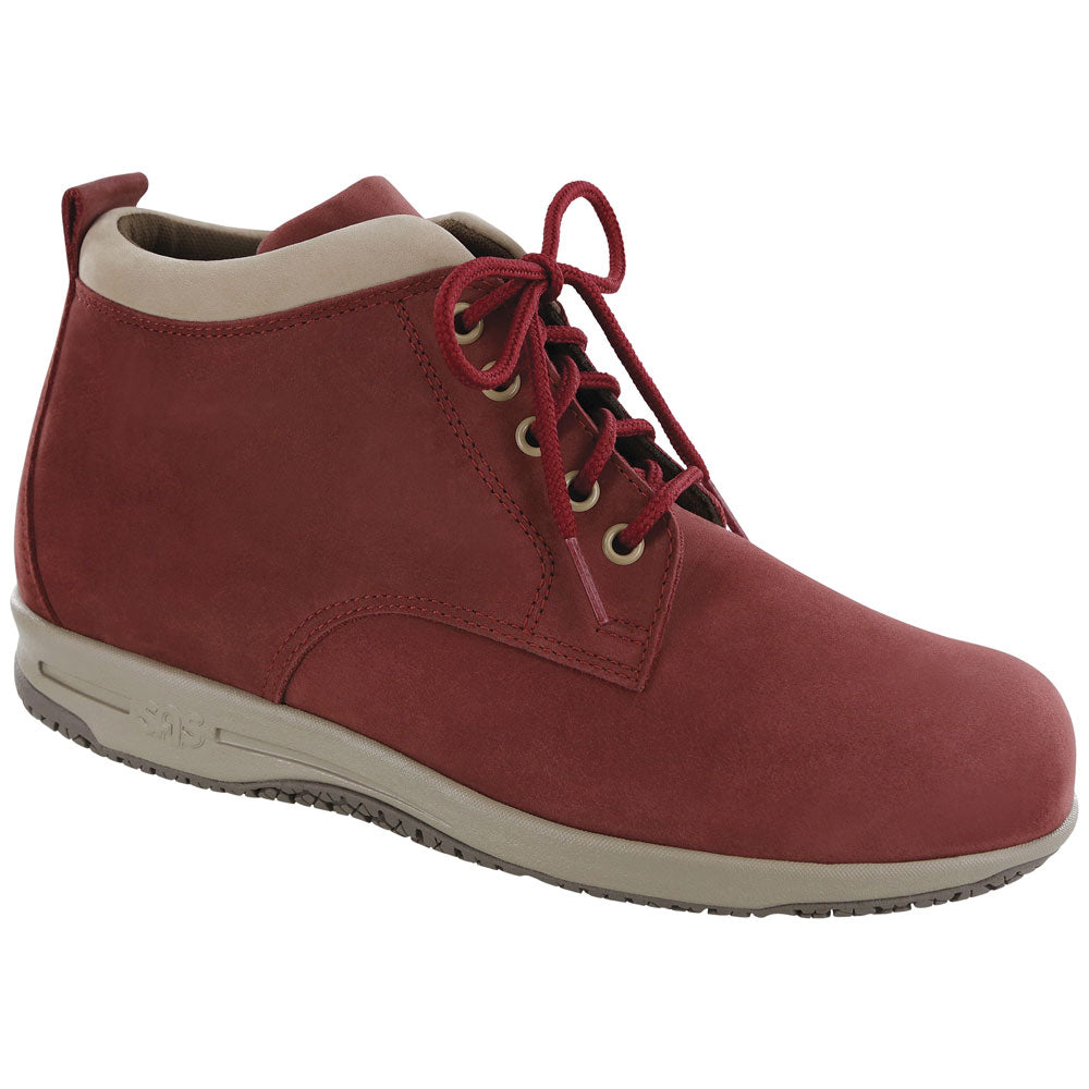 SAS Gretchen Chukka Water-Resistant Boot in Red/Taupe Leather at Mar-Lou Shoes