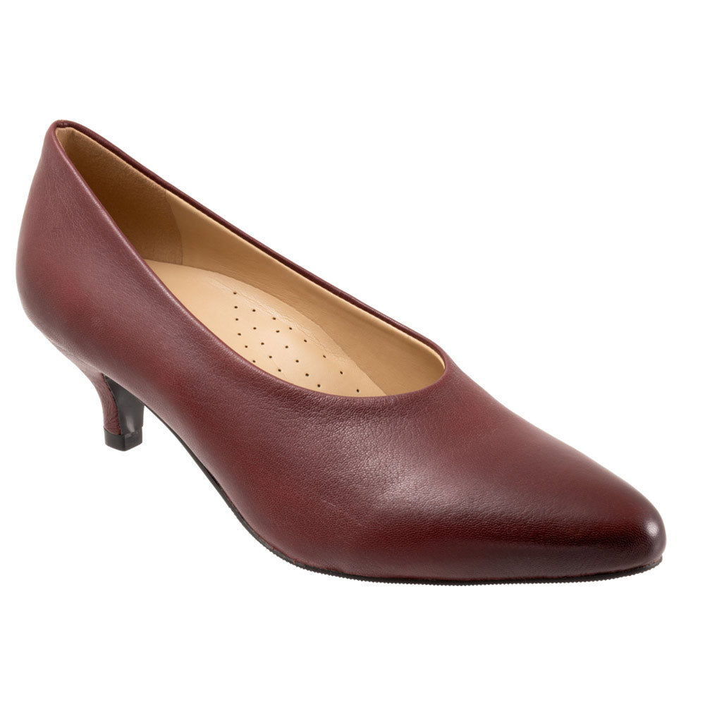 Trotters Kimber Kitten Heel Dark Red Leather (Women's) | Mar-Lou Shoes